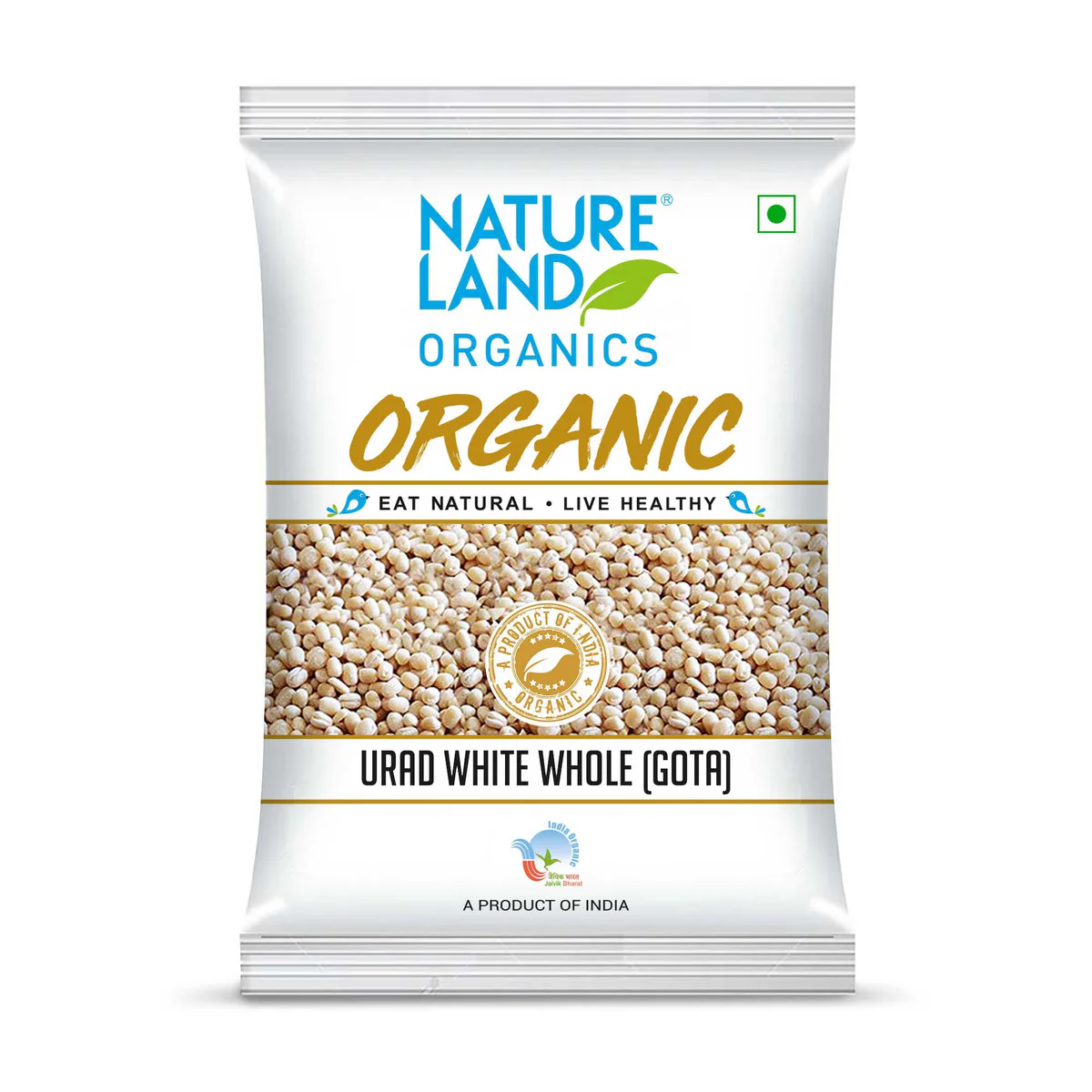 Nature Land Organics White Urad whole (Biurir) Dal