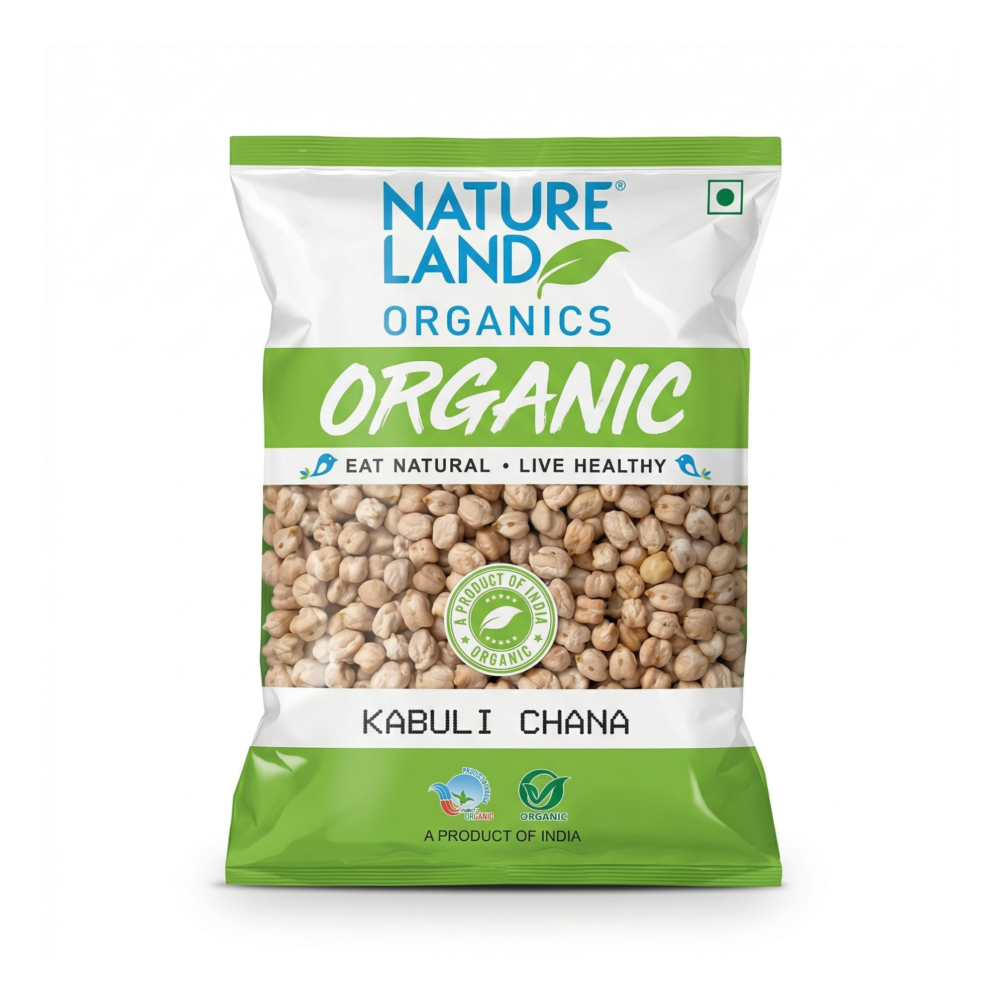 Nature Land Organics Kabuli Chana – 100% Organic White Chickpeas, Protein-Rich & Natural