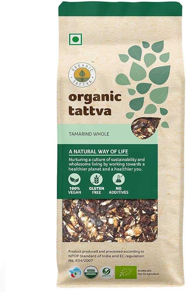 Organic Tattva 'Tamarind Whole' Naturally Processed, from Farm Picked Fresh Imli Sabut (500G, Pouch)
