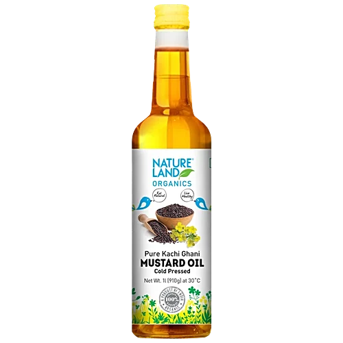 Natureland Organics Cold Pressed Pure Kachi Ghani Mustard Oil, 1 L Bottle