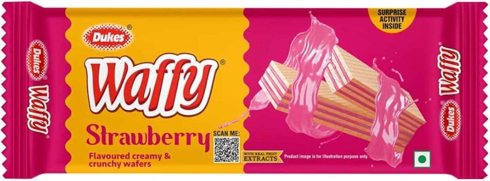 Dukes Waffy Strawberry Flavoured Creamy & Crunchy Wafers