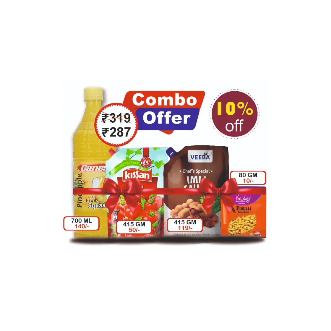 Pineapple Squas + Tomato Ketchup + Pasta Fusilli